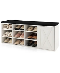 Gouun 9-Cube Shoe Bench with Adjustable Shelves and Removable Cushion