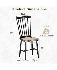 Sugift Farmhouse Solid Rubber Wood Dining Chairs Set of 2 with Pe Rattan Seats