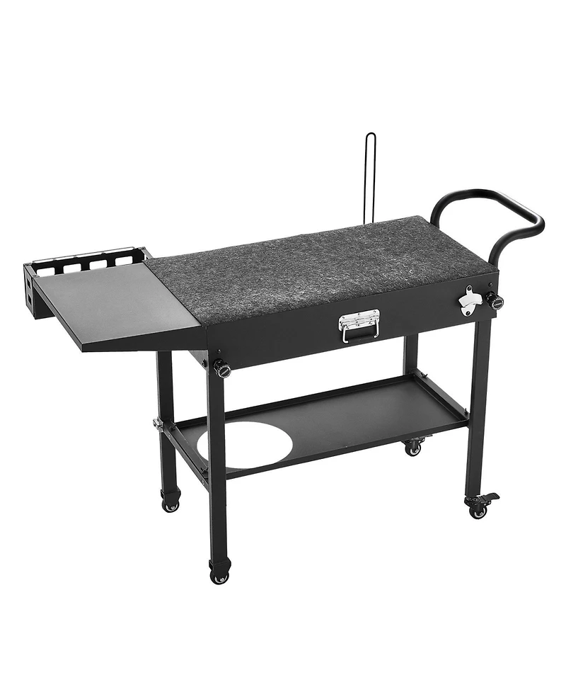 Ecooso Foldable Outdoor Grill Cart 31x17 Inch with Side Table and Hooks