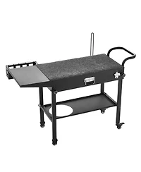 Ecooso Foldable Outdoor Grill Cart 31x17 Inch with Side Table and Hooks