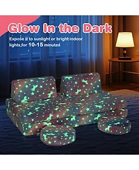 Sugift Modular Kids Play Couch Set Glow in the Dark with Portable Handles