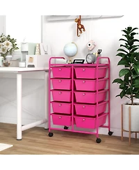 Sugift 10-Drawer Rolling Storage Cart