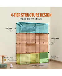 Cozito Cat Cage 4-Tier 41x14x55 in Metal Enclosure with Hammock