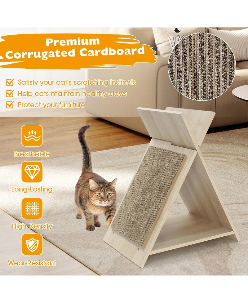Cozito Cat Scratcher 21 in Wooden for Claw Care and Furniture Guard