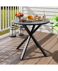 Gouun Round 33.5 in Patio Bistro Table with Wood-Like Top and Adjustable Feet