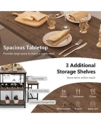 Gouun 3-Piece Dining Table Set with 5-Bottle Wine Rack and Storage Shelf