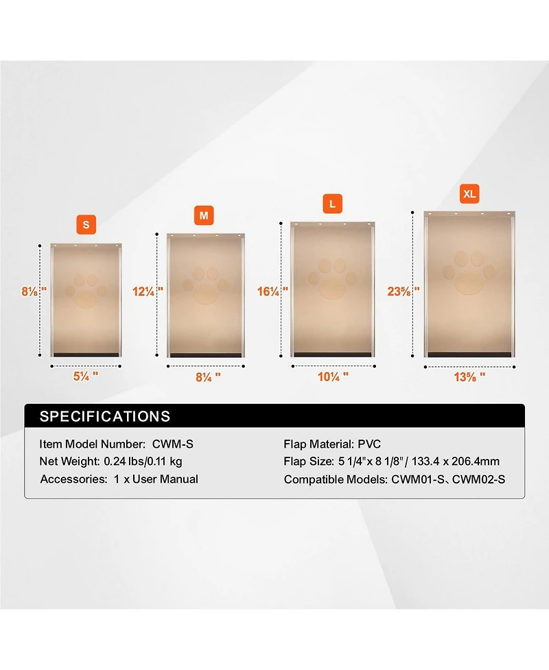Cozito Pet Door Replacement Flap 5.25 x 8.13 in Pvc Magnetic