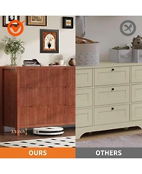 gaomon Farmhouse 9 Drawer Dresser, Fluted Wood Chest of Drawers, Slim Storage Organizer for Bedroom.