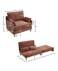 Rainsken Chenille Convertible Sleeper Sofa Bed with 3 Pillows and Side Pocket, Modern Lounge Recliner for Living Room