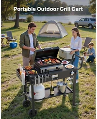 Ecooso Foldable Outdoor Grill Cart 31x17 Inch Magnetic Tool Rack