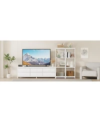 gaomon 88.9" Tv Stand for 75" Tv, Media Console with Fabric Drawers and 4-Tier Open Shelves.