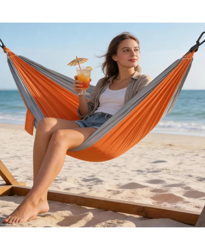 gaomon Durable Camping Hammock – 500lbs Portable Hammock Nylon Camping Hammock Chair - Double with Tree Straps - Portable for Travel, Backpacking
