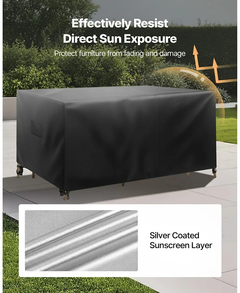 Gouun 420D Waterproof Square Patio Table Cover with Air Vents, 126 x 126 x 32 inch