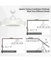 Mecale 23 Inch Ceiling Fan with Led Light Remote Starry Lampshade