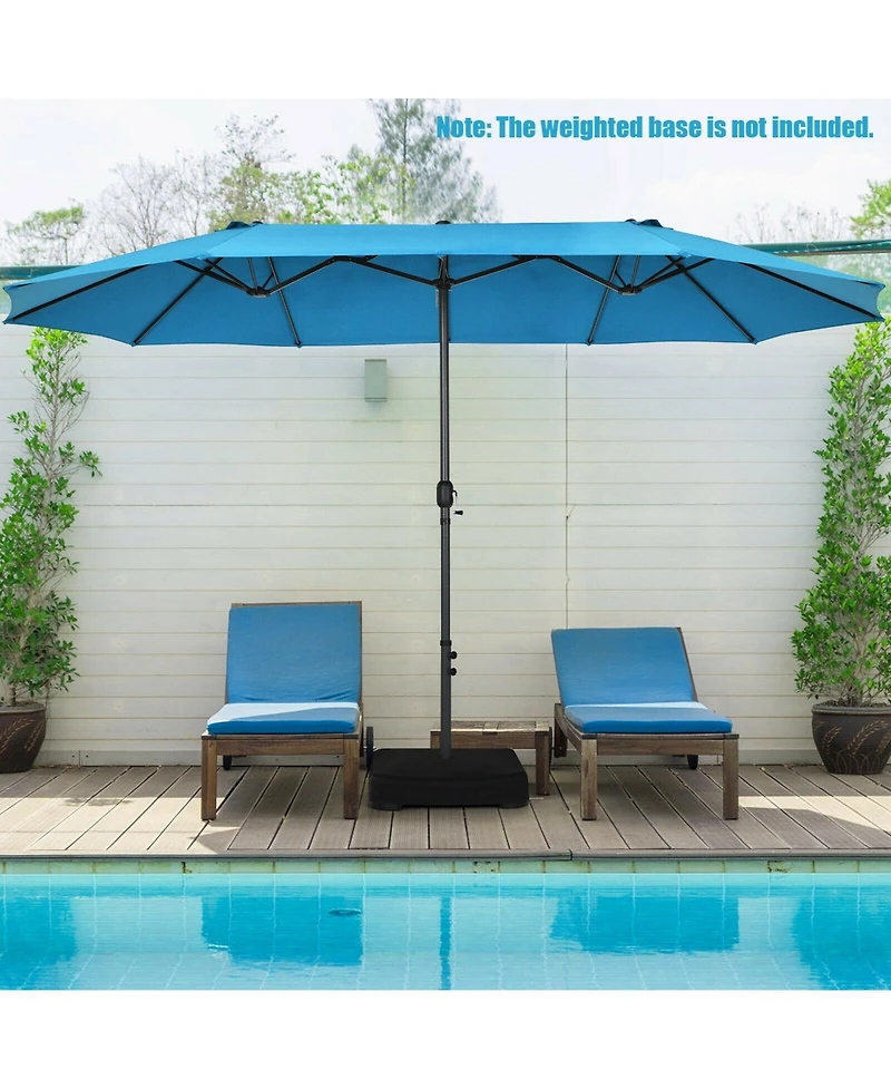 Sugift 15 Feet Patio Double-Sided Umbrella with Hand-Crank System