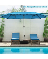 Sugift 15 Feet Patio Double-Sided Umbrella with Hand-Crank System