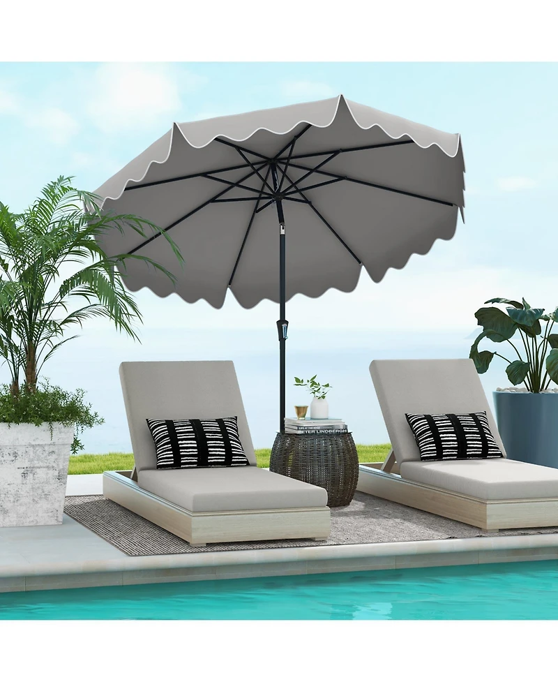 Sugift 9 Feet Patio Umbrella with Crank Handle and Push Button Tilt