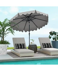 Sugift 9 Feet Patio Umbrella with Crank Handle and Push Button Tilt