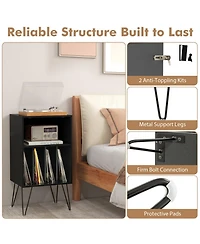Gouun 3-Tier Turntable Stand with Built-In Charging Station and 4 Vinyl Dividers