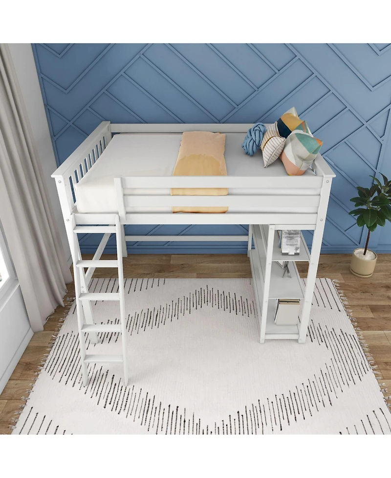 Max & Lily Max and Lily Solid Wood Full Size High Loft Bed with Bookcase for Kids