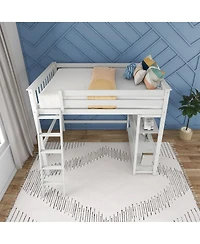Max & Lily Max and Lily Solid Wood Full Size High Loft Bed with Bookcase for Kids