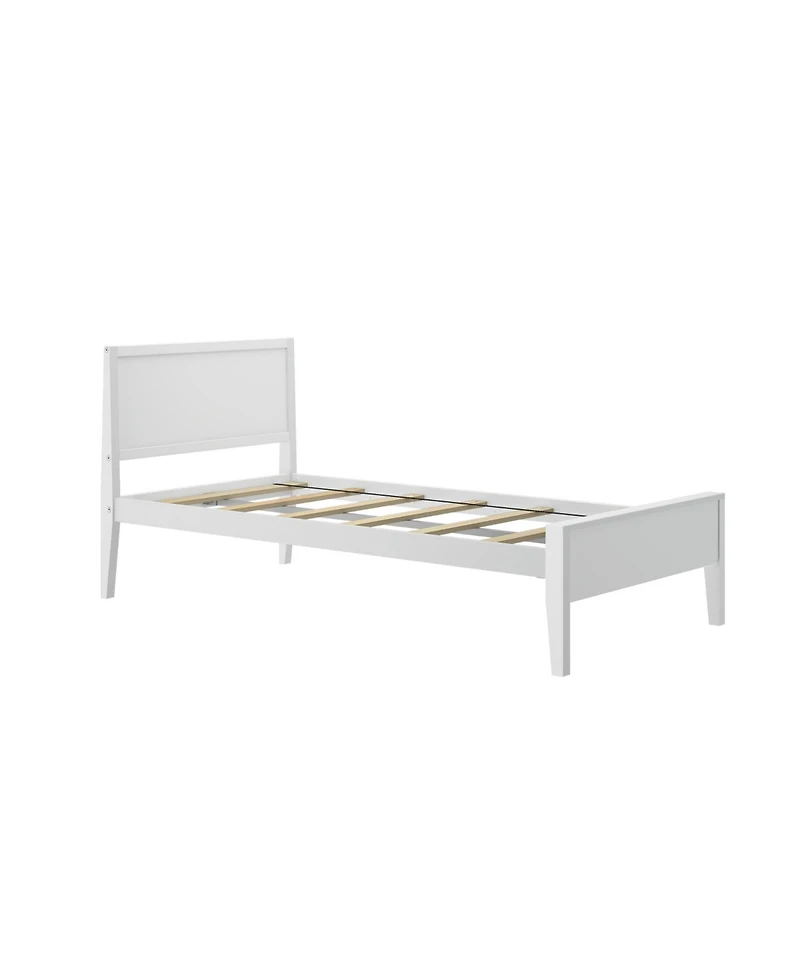 Max & Lily Twin Bed Frame, Solid Wood Classic Platform Bed with Panel Headboard for Kids