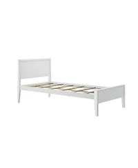 Max & Lily Twin Bed Frame, Solid Wood Classic Platform Bed with Panel Headboard for Kids