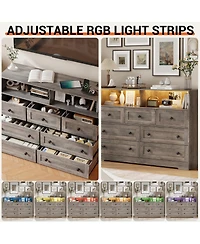 gaomon Bedroom 7-Drawer Wooden Dresser with 2 Open Cubbies, Modern Storage Chest.