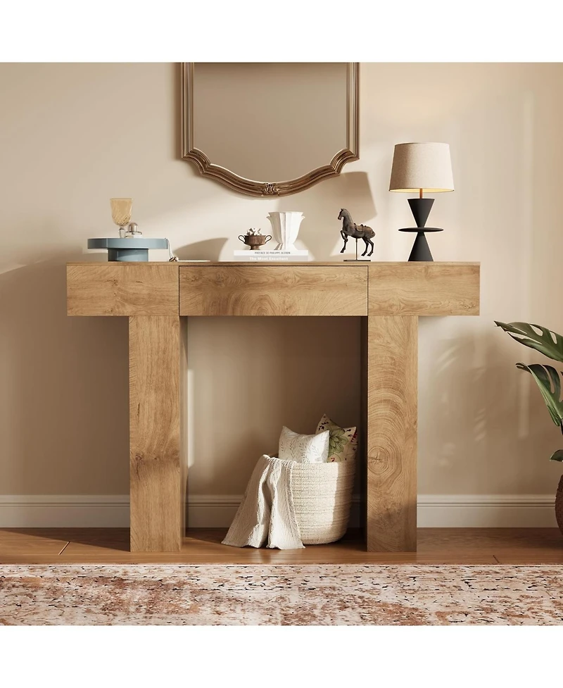 gaomon 47 in Long Console Table with Drawer, Wooden Rectangular Sofa Table Behind The Couch