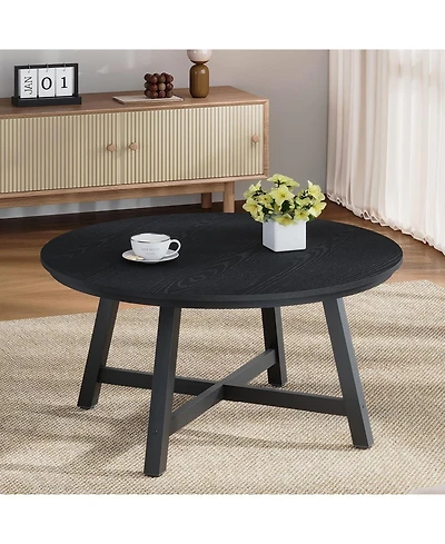gaomon Round Coffee Table 36" Center Table,Large Coffee Table Accent Tables with Adjustable Feet, Living Room Tables with Thickened Legs