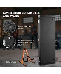Yescom Universal Rectangular Electric Guitar Hard Case with Folding Guitar Stand