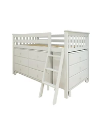 Max & Lily Twin-Size Low Loft with Pull-Out Desk and 3-Drawer Dressers