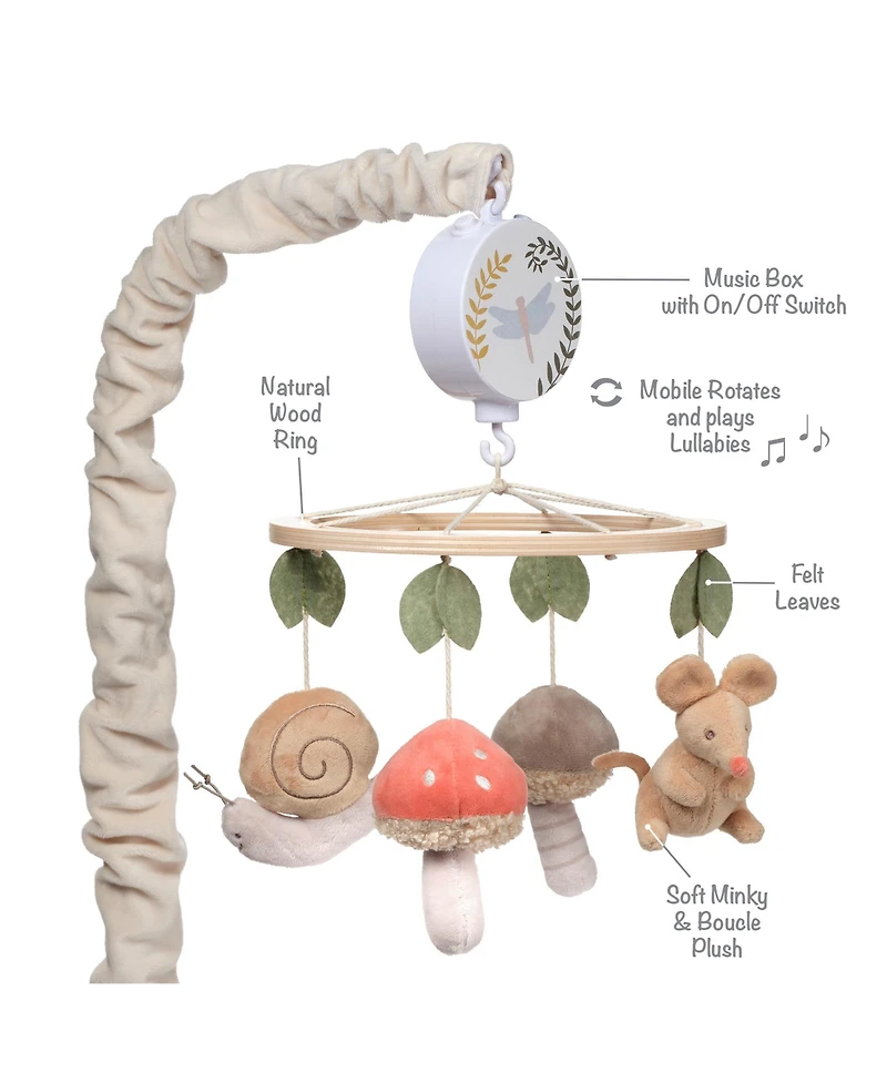 Lambs & Ivy Mushroom Meadow Musical Baby Crib Mobile Soother Toy