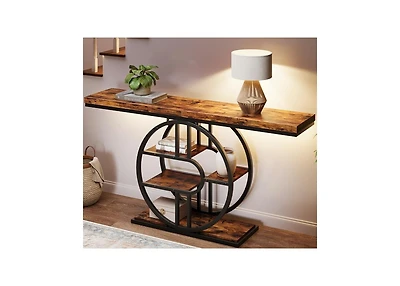 gaomon 55" Entryway Table, 5-Tier Console Tables for Entryway, Industrial Narrow Sofa Tables with Storage for Living Room