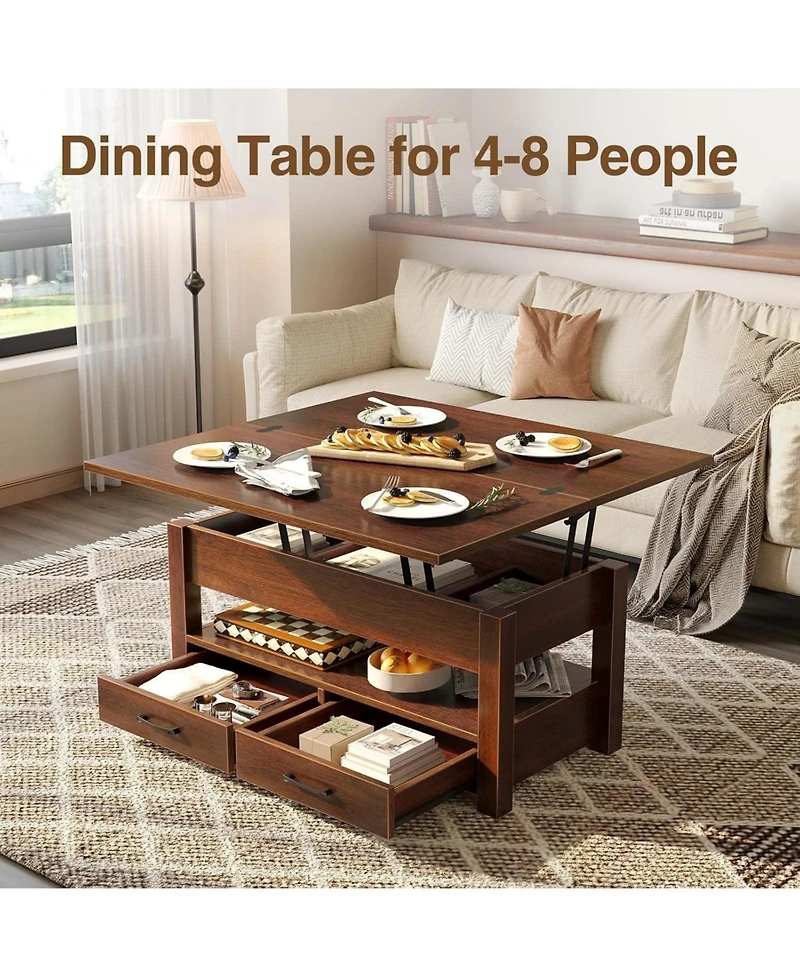 gaomon Lift Top Coffee Table with Storage, Multi-Function Convertible Coffee Table for Living Room, Adjustable Height Dining Desk