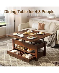 gaomon Lift Top Coffee Table with Storage, Multi-Function Convertible Coffee Table for Living Room, Adjustable Height Dining Desk