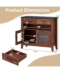 Sugift Coffee Bar Cabinet with 2 Drawers and 1 Open Compartment