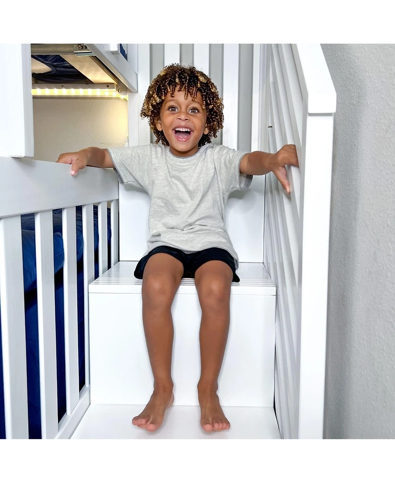 Max & Lily Twin over Full Staircase Bunk Bed with Storage Drawers