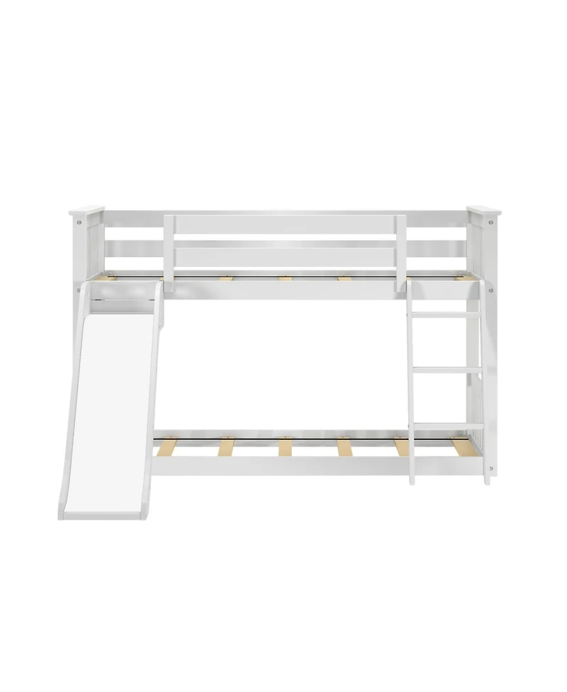 Max & Lily Low Bunk With Easy Slide Farmhouse Curtain