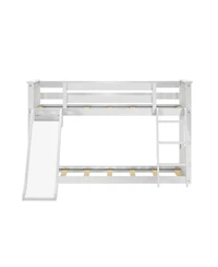 Max & Lily Low Bunk With Easy Slide Farmhouse Curtain