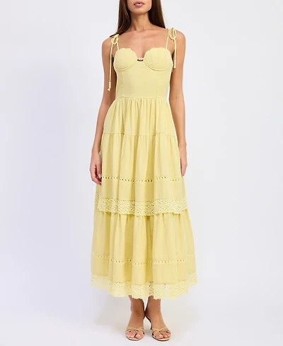 En Saison Women's Sleeveless Bustier Sweetheart Neck Maxi Dress