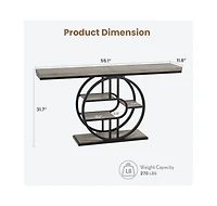 gaomon 55" Entryway Table, 5-Tier Console Tables for Entryway, Industrial Narrow Sofa Tables with Storage for Living Room