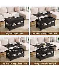 gaomon Lift Top Coffee Table with Storage, Multi-Function Convertible Coffee Table for Living Room