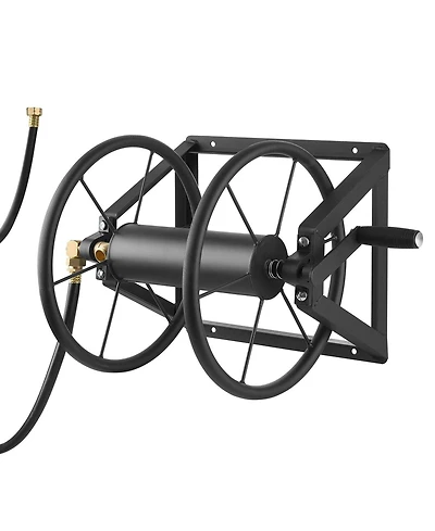 Sugift Wall Mounted Hose Reel Holds 200 ft 5/8 in Hose Steel Space Saving