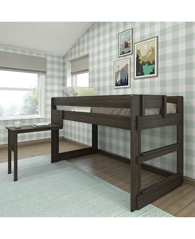 Max & Lily Solid Wood Loft Bed with Desk, Modern Farmhouse High Twin Loft Bed For Kids