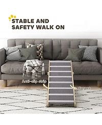 Aostirmotor Foldable dog ramp for couch and bed, adjustable from 16" to 23.5", non-slip carpet, ideal for small to large dogs
