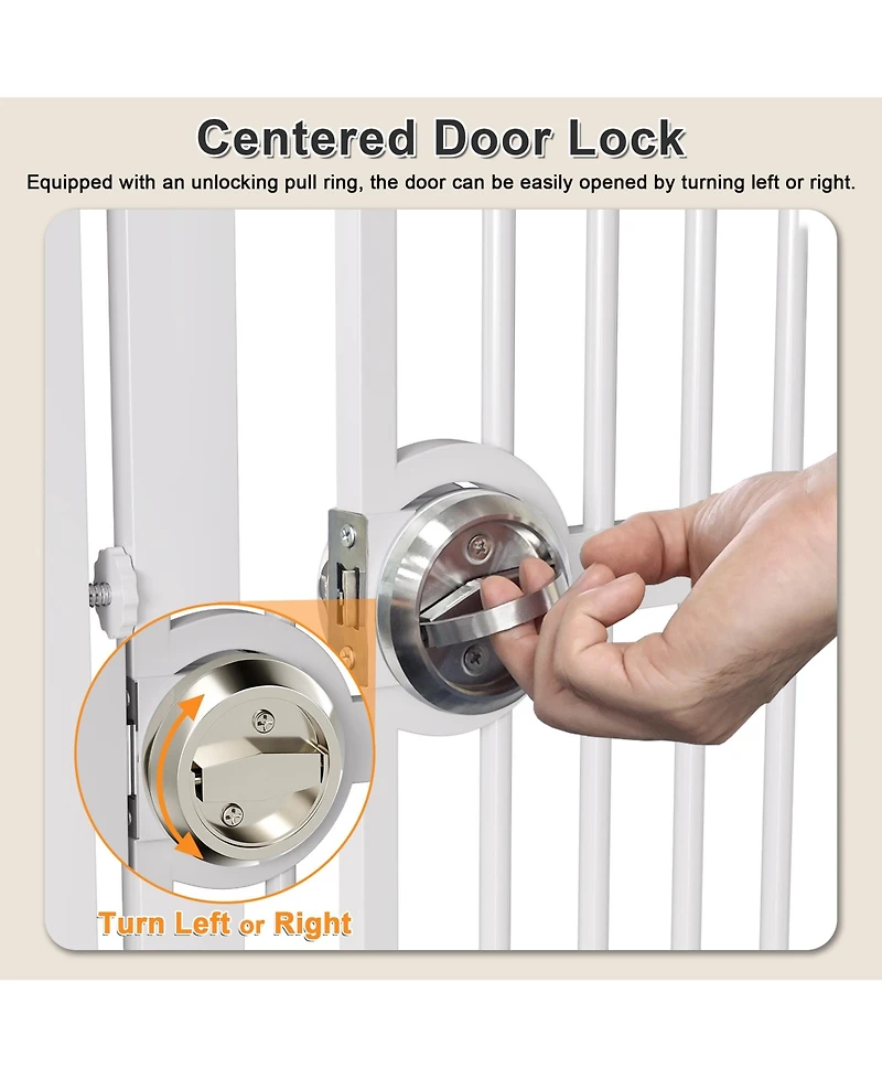 Aostirmotor 61" Extra Tall Pet Gate, adjustable built-in cat door, pressure mount no drilling, ideal for doorways and kitchen