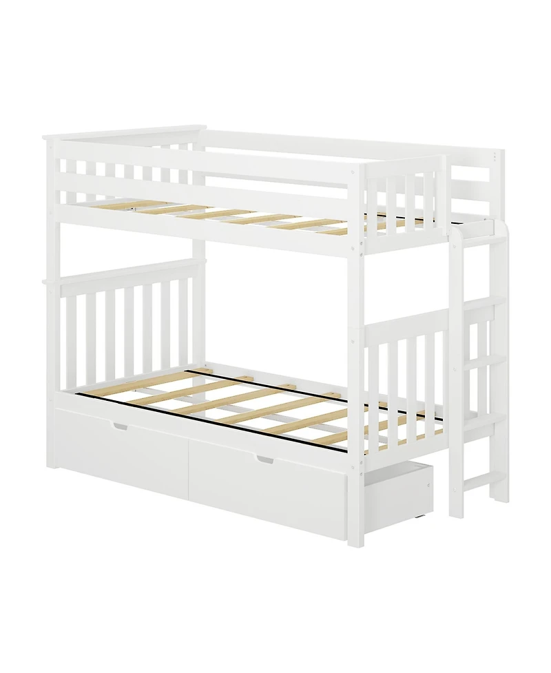 Max & Lily Bunk Bed with Ladder on End and Storage Drawers