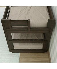 Max & Lily Twin over Twin Low Bunk Bed, Modern Farmhouse Solid Wood Bunk Beds for Kids