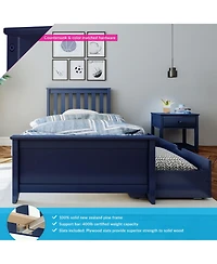 Max & Lily Twin Bed Frame with Storage Drawer, Solid Wood Platform for Kids